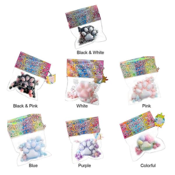 Taba Kat Squishy Klemmelegetøj, Kattepoter Mochi Squishy Stress Relief Squishies Black and White