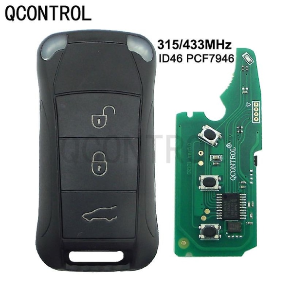 Qcontrol 3 knapper Flip fjernbetjening bilnøgle 315mhz/433mhz Pcf7946a til Porsche Cayenne 2004 2005 2006 2007 2008 2009 2010 2011 315MHz