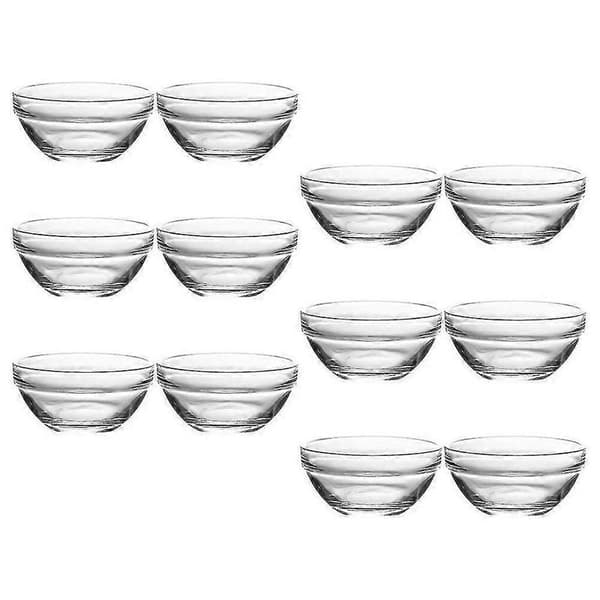 Små, transparente glasskåler, 12 stykker
