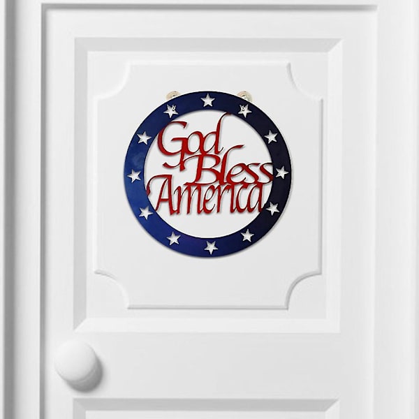 Uavhengighetsdag Metallskilt Gud Velsigne Amerika 4. Juli Dør Patriotisk Krans