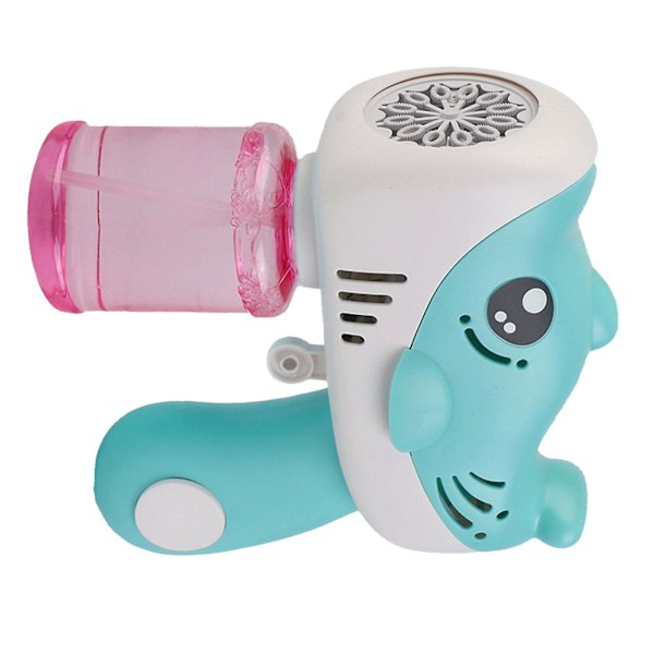 Barn Bubbelmaskin Cartoon Delfin Forma 12 Bubbelhål Läckagesäker Automatisk Bubbelmaskin Leksak för Utomhus Green