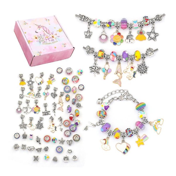 Sett med smykkerarmbånd for jenter Gjør-det-selv-perler for kunst og håndverk med 3 basekjeder Colorful