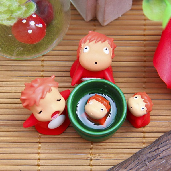 Jiyuge 4 st/set Actionfigur DIY-funktion Cartoon Intressanta uttryck Ponyos modellfigur leksak för hemmet