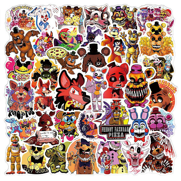 50 stk Five Nights At Freddy's Klistremerker Vanntette Dekaler For Vannflasker, Bærbar PC, Telefon, Skateboard, Bagasje
