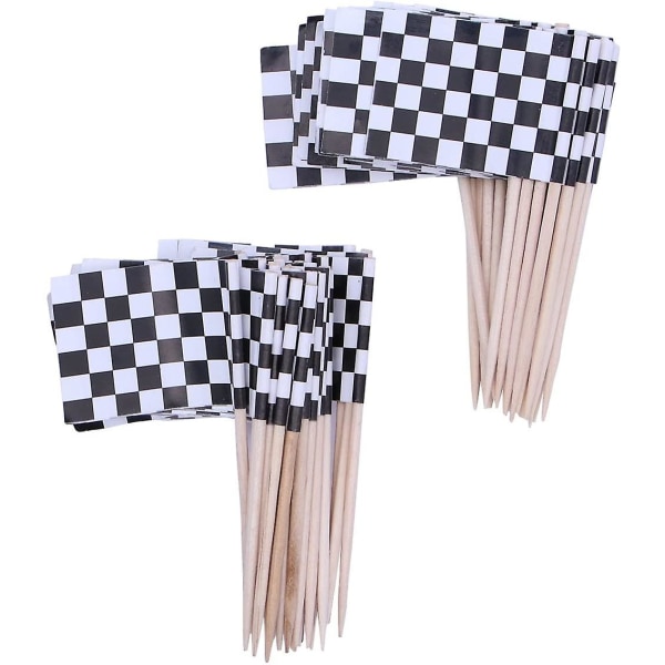 120-pack rutiga racingflaggepartytårtor tandpetare flagga middagsflaggor tårtdekorationer$120-pack racingflagga tandpetare cupcakes dekorationer