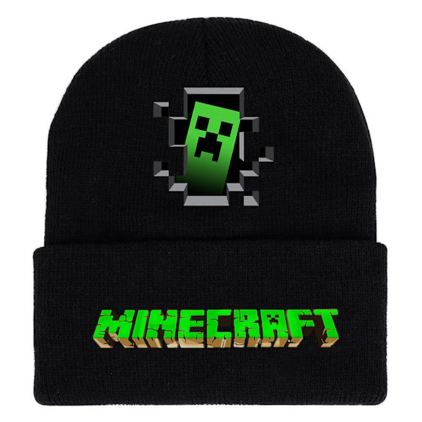 Unisex Beanie Hat Minecraft Print Strikket Hue Vinter Casual Hip Hop Skull Cap B