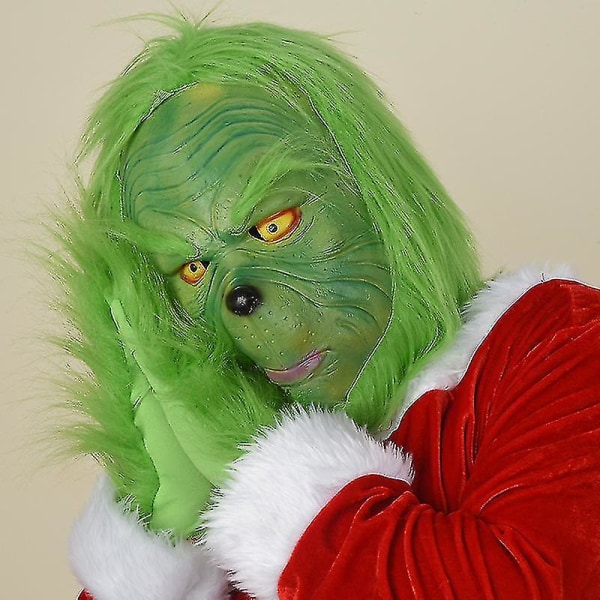 Grønn Grinch Maske Santa Grinch Cosplay Maske Med Hansker Julekostyme Cosplay Rekvisitter Only Gloves