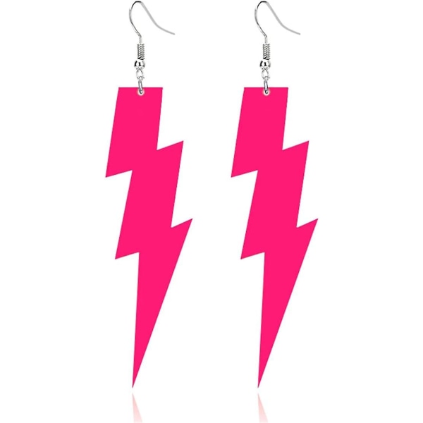 Akryl Overdrevne Lightning øredobber Statement Punk Retro Geometrisk Delikat Neon Personlig øredobber Tilbehør, julegave til kvinner Jente (rosa)