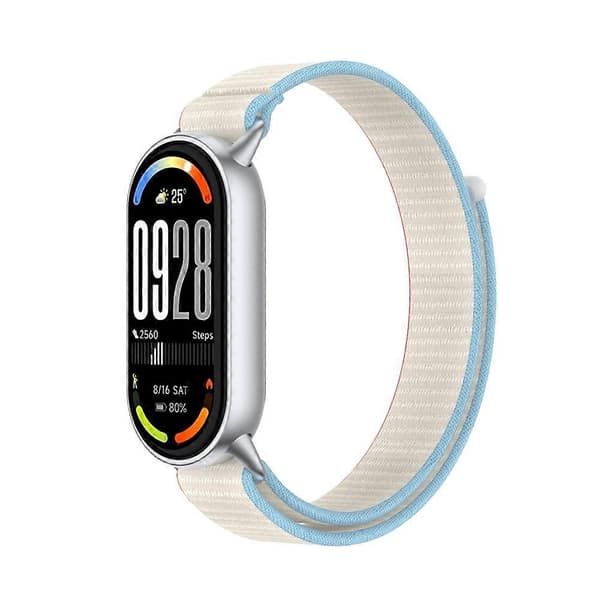 Håndleddsstropp kompatibel med Xiaomi Smart Band 10 / 9 / 8 Magic Tape Nylon Loop Klokkereim White