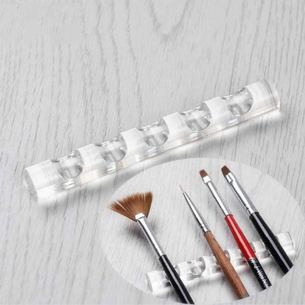 Akryl Display Stand til Nail Art Transparent Børste Pen Opbevaring Makeup Blyantholder Etui Holder Stander med 5 neglebørster
