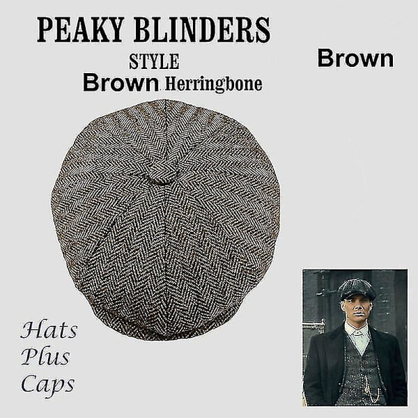 Ny herremode Peaky Blinders hat mænds kasket uldblanding sildebensstof tweed vinterhat varm