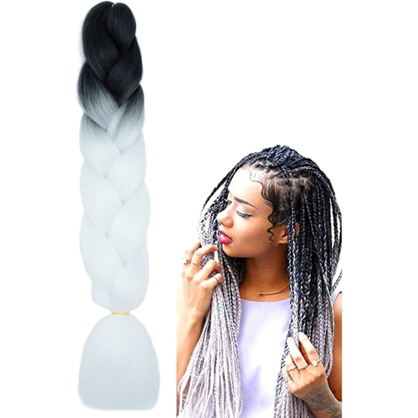 Fletninger Hår Extensions Fletninger Hår Mode Syntetisk Flet Hår Extensions til Kvinder Fletninger Farvet Hår til Fletning DIY Parykker Cosplay white+black