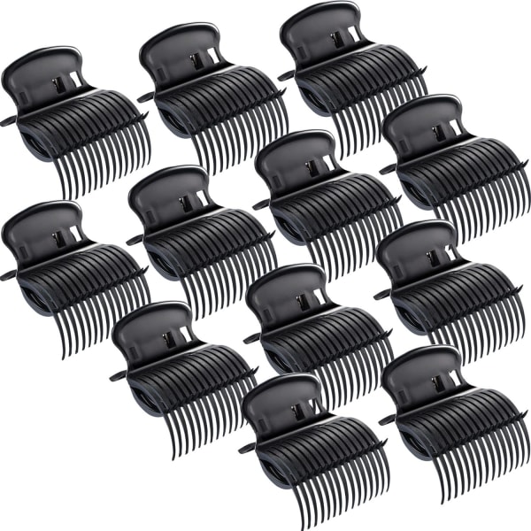 Hot Roller Clips Hair Curler Claw Clips Byte av Roller Clips för kvinnor, flickor, hårsektionsstyling (12 delar, svart)