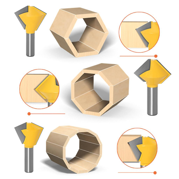 3 kpl / set Bird's Mouth Router Bit Liimaliitos 1/2" varren puuntyöstö pylväille