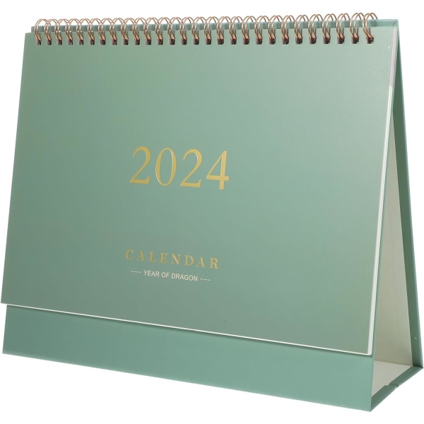 Pöytäkalenteri vuodelle 2024, seisova pöytäkalenteri joulukuusta 2024, 7,5 x 6,4, seisova pöytäkalenteri vihreä