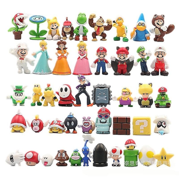 48 stk Super Mario Bros Luigi Yoshi Donkey Kong Wario PVC Actionfigur-leker Samleobjekt Modellleker for barn Bursdagsgaver Gave til barn