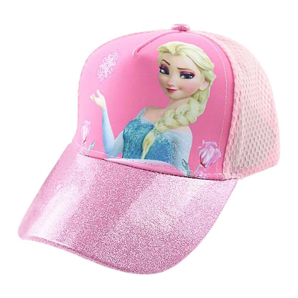 Kids Girl Elsa Princess Frozen Baseball Cap Säädettävä Glitter Hat Pink