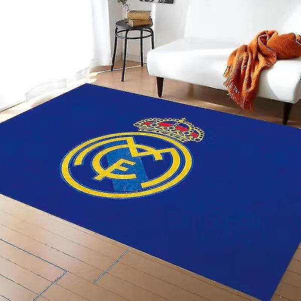 Jalkapallojoukkueen logoalueen matto Liukumaton lattiamatto Ovimatto Real Madrid -matto Soveltuu makuuhuoneeseen sisällä ja ulkona 80*120cm