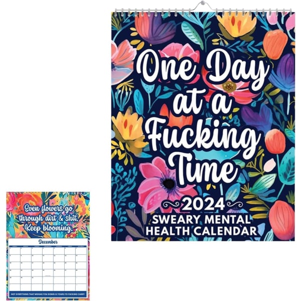 Funny Mental Health Calendar 2024, Funny Swear Calendar, En dag i en jävla tid (Väggkalender - 1 stycke)