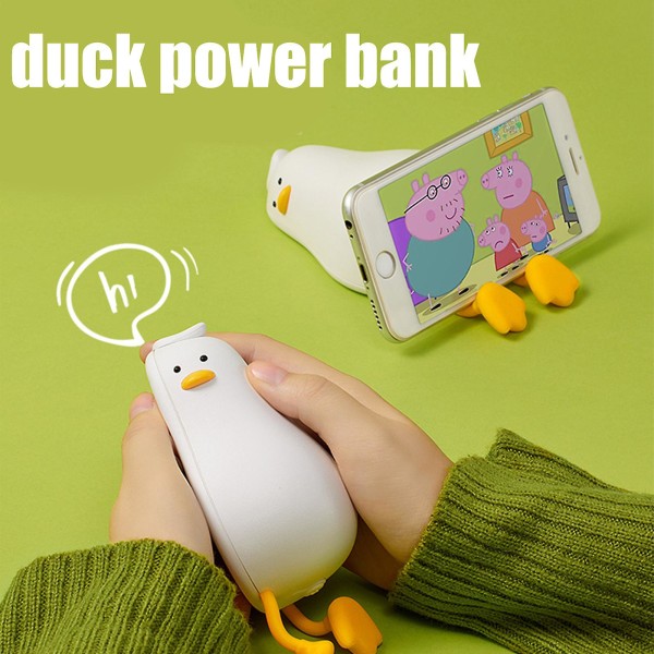 Liggende Duck Hand Warmer Power Bank 4000mah Søt bærbar mobiltelefonholder