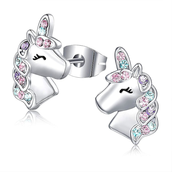 Sølv Unicorn Øreringe til Piger Hypoallergen Søde Cz Unicorn Stud Øreringe Smykker