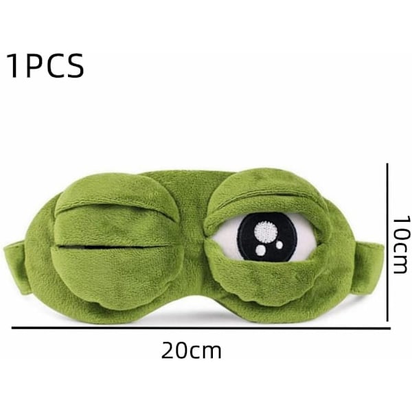 Ögonmask Söt Sovmask Grön Groda Sovmask Fluff Mjuk Ögonskugga 3D Rolig Groda Ögonmask för Män och Kvinnor Sömn (1 st) green