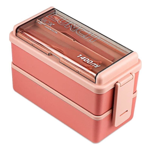 Uppgradera Bento-låda för vuxen, 2-lagers stapelbar lunchlåda med cover, 49 oz Bento Sal