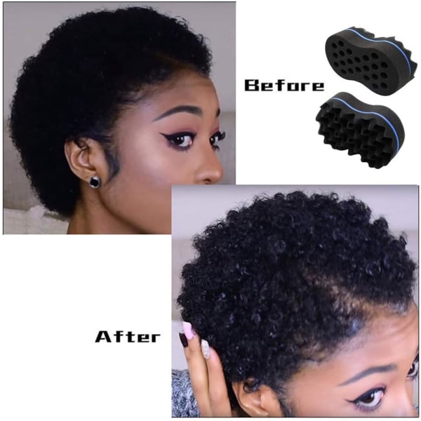 2 stk hårsponge, hårvridningssvampbørste Dread-låsende bølgetvistsvamp Afro Barber Curl-svamp for kvinner og menn 2 stk