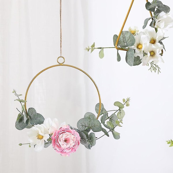 Metallisk blomsterkransbåge Makramé båge ring för bröllopsceremoni födelsedagsinredning