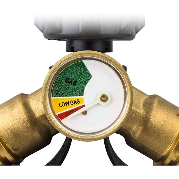 Propangas Splitter, Propangas Tank Y Splitter Adapter Med Trykmåler, Massivt Messing Gas Trykmåler Med 1 Hun Qcc Og 2 Han Qcc