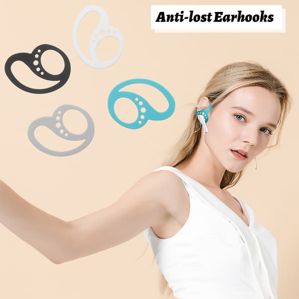 4 par ørepropper, ørekrog til trådløse øretelefoner til Airpods