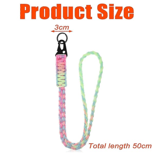 1 stk. vevd mobiltelefon lanyard - lyse regnbuefargede segmenter