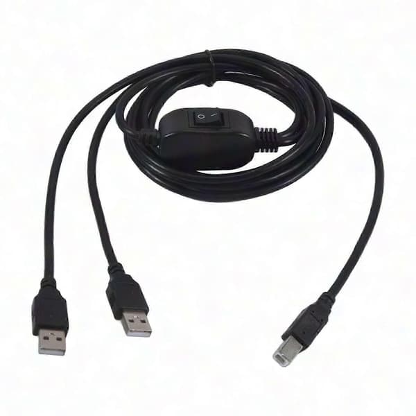 USB A til B hann-til-hann skriverkabel, 2-i-1 dobbel datamaskin skriver splitter tilkoblingsløsning Black A