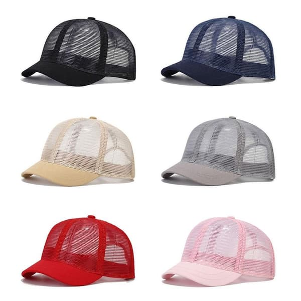 New Short Brim Baseball Cap Full Mesh Breathable Thin Topped Cap grey