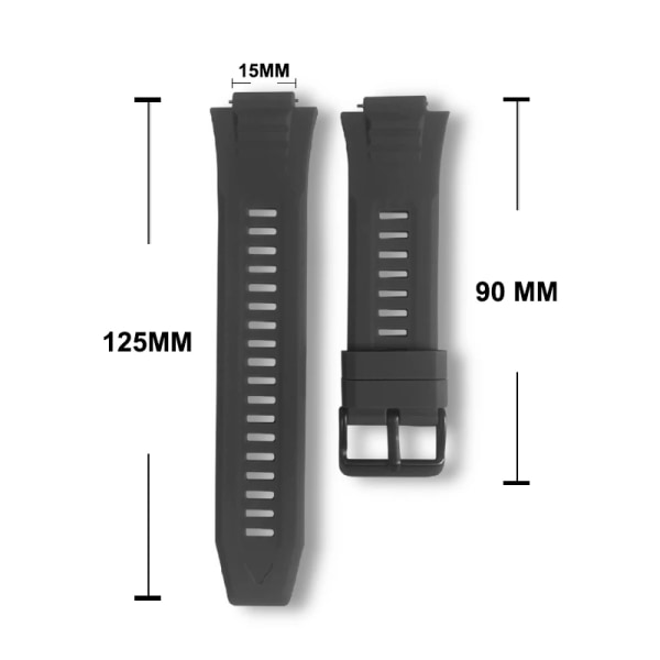 Original Mk66 Smart Watch remmar Vattentätt band 15 mm armband gratis i ett stycke härdat glas Smartwatch-delar Black