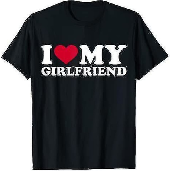 T-skjorte I Love My Girlfriend Svart Valentine 3XL