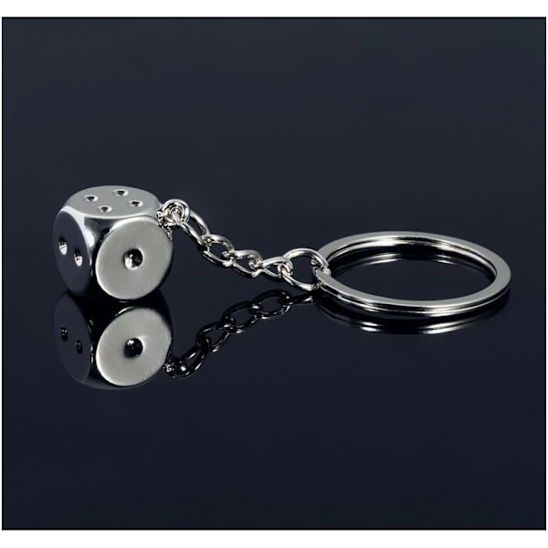 4-pack kreativa tärningsformade nyckelringar i legering, metallhängande nyckelring nyckelbricka--