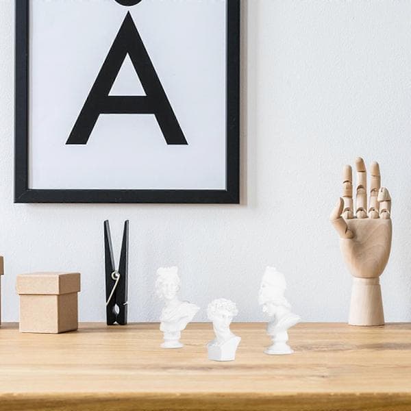 Skulptur 3 delar Berömd Gipsbyst Staty Heminredning Vit Kompakt Form