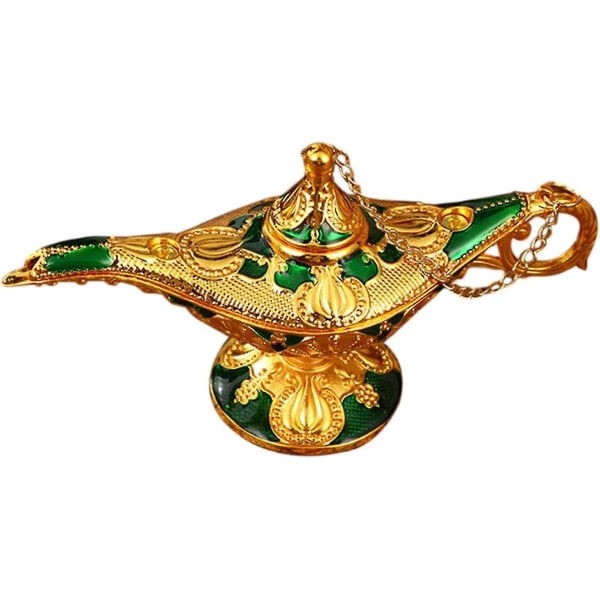 Arabian Green Genie Lamp Ornament - Bryllup Halloween Rekvisitter, Bord Midtpunkt, Desktop Statue