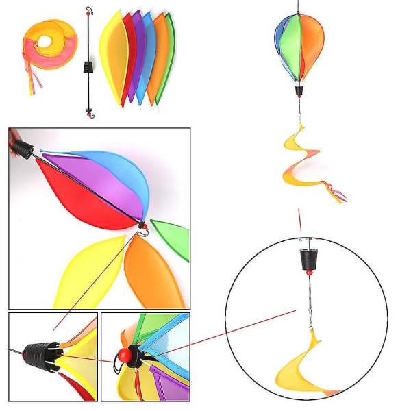 Ballong Vindsnurra Leksaker Barn Spiral Trädgårdsdekorationer Färgglada Utomhus Spinner