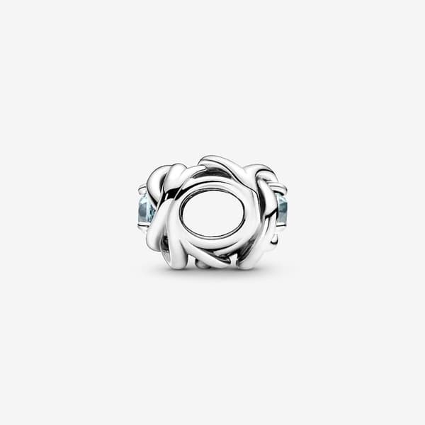 Pandora - Mars Sea Aqua Blue Eternity Circle Charm - Sterling Silver