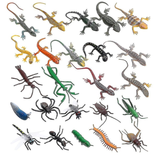 24stk Plastic Lizards Legetøj Kunstige Insekter Reptil Lizard Education