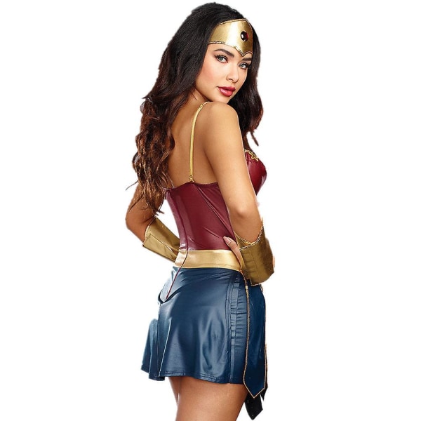 Wonder Woman-dräkt för vuxna kvinnor DC Comics superhjälte-outfit Halloween-karneval cosplay-festklädsel fullständig uppsättning S