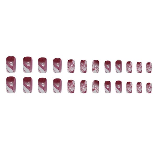 24 stk. hvide burgundergradient negle til neglekunst
