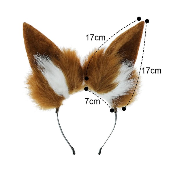 Fox Wolf Bunny Cat Dog Ears Hårbånd Halloween Kostyme Fest Hodeplagg Hodeplagg Hår Tilbehør Camel white