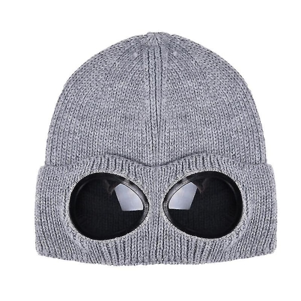 Unisex Goggle Beanie Hat Knitted Winter Thick Warm Outdoor Sports Beanie Ski Hat