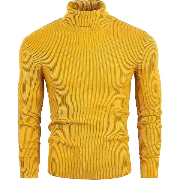 Herre Turtleneck Strikket Ribbet Slim Fit Pullover Termisk Sweater XXXL