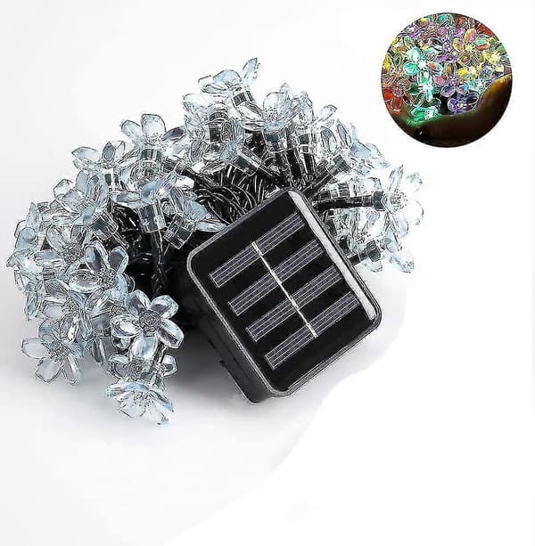 Solcelle Lys Kæde Udendørs Blomster, 7m 50 Leds Lys Kæde Solcelle Udendørs Vandtæt