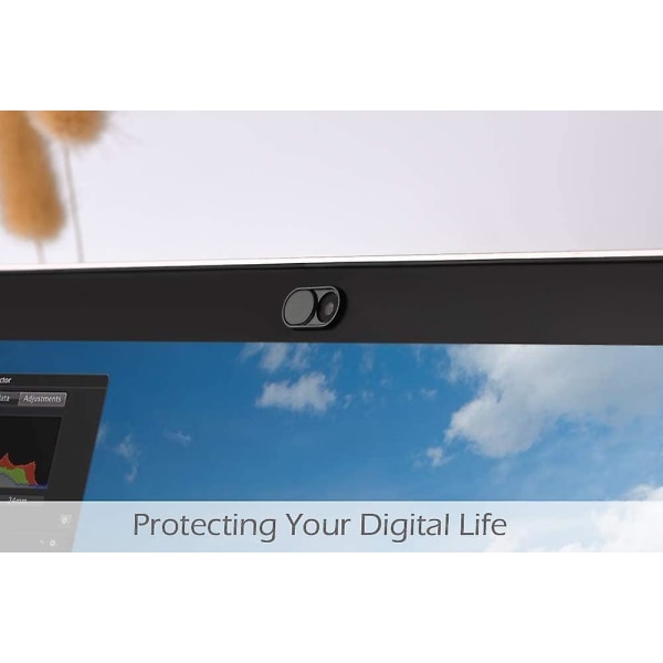 Skyv webkameradeksel, 0,6 mm tynt metall nettkameradeksel for Macbook Pro, Macbook Air, Ipad Pro, bærbar PC, Mac, Pc, Iphone, Asus, Hp, 2-pack Black, Protec