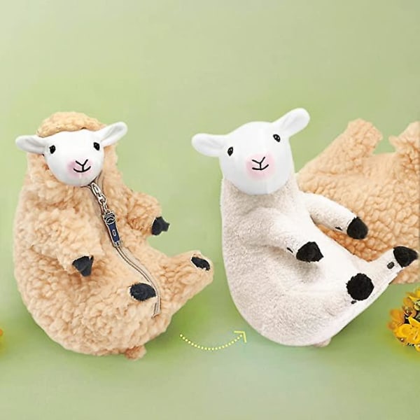 Sødt barberet får plysdyr Kawaii lam plyslegetøj Valentinsdag fødselsdag sjove gaver til kvinder piger drenge børn teenagere små plysdyr får deco Light Yellow